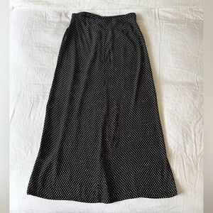 Maeve Black and White Polka Dot Maxi Skirt, side slit